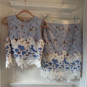 English Factory Blue and White Striped Set